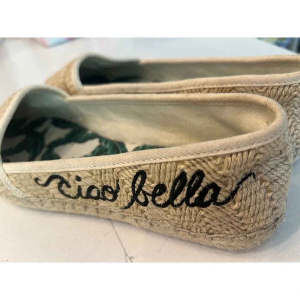 Gianni Bini Espadrille Flats Tan Ciao Bella‎ Woven Tropical Palm Leaf 8.5M